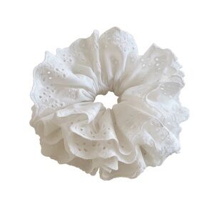 White Eyelet Scandinavian Scrunchie